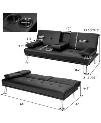 1 piece  Leather Convertible Folding Futon Sofa Bed