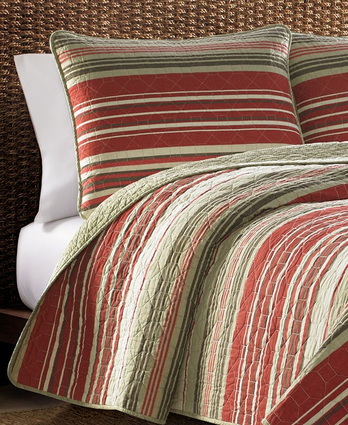 Eddie Bauer Yakima Valley Stripe Red Reversible 2Piece Twin Quilt Set