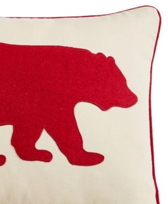 Bear Applique Grey Felt Decorative Pillow, 16" x 20"