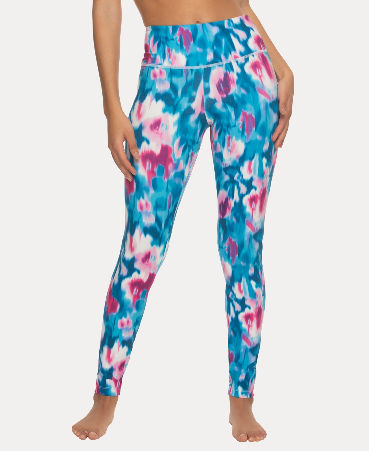 Felina Women's Soft Sueded Mid-rise Leggings In Water Color Floral