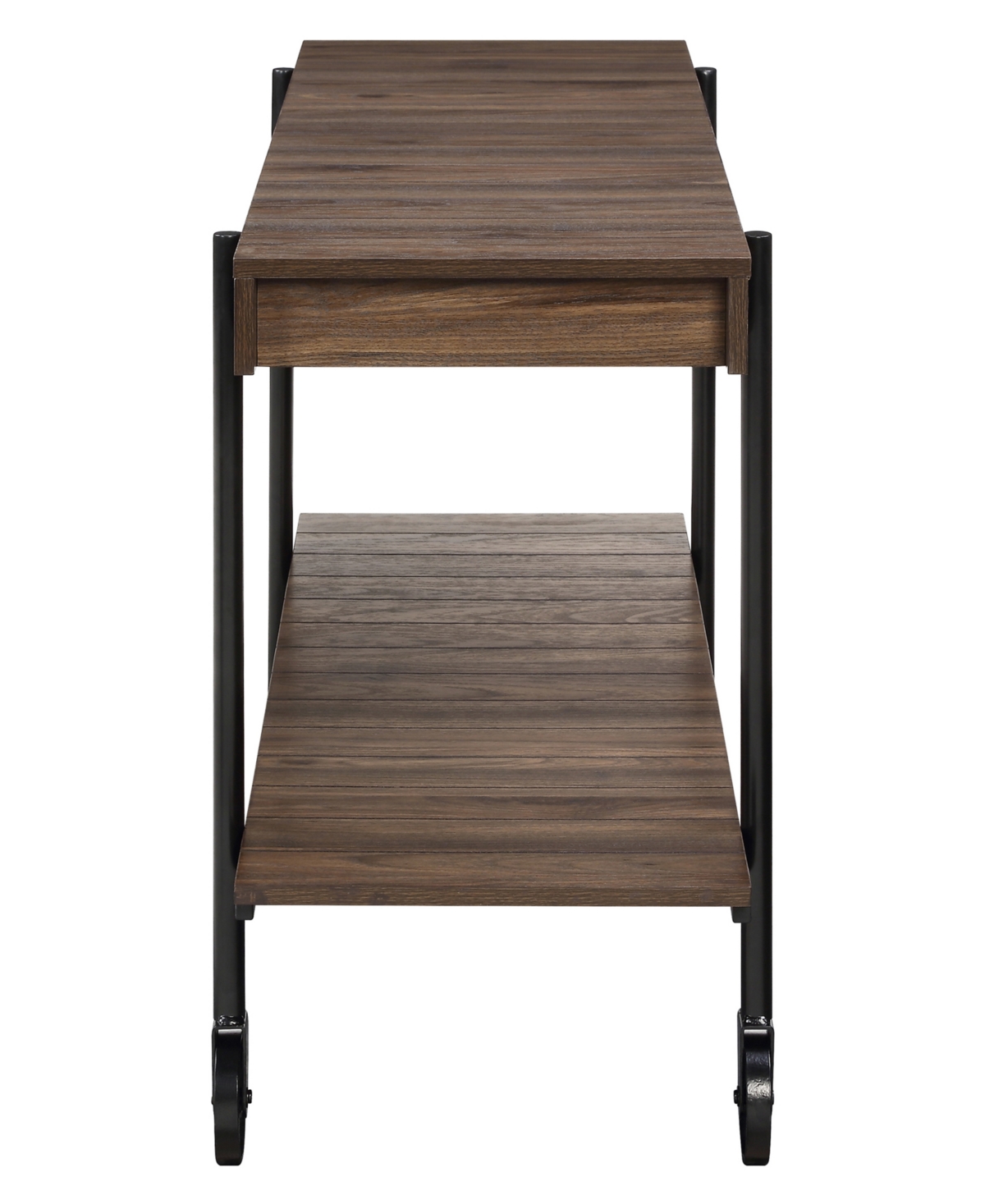 Furniture of America Luther Steel Rectangle Sofa Table - Black and Dark Walnut