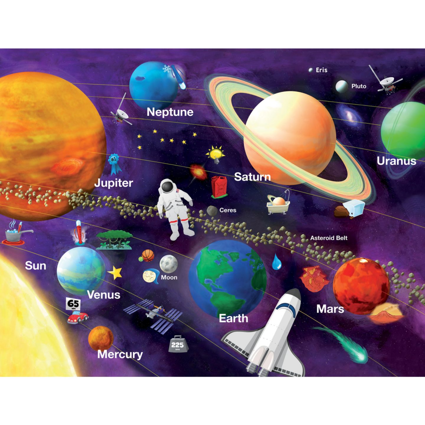 Детский пазл MasterPieces Puzzles Glow in the Dark Solar System 60 Piece Puzzle, Ages 5+, цвет: Разноцветный — фото 3
