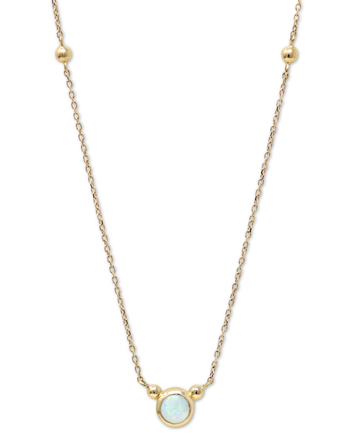 Anzie Australian Opal Bezel Solitaire Pendant Necklace in 14k Gold, 14" + 2" extender