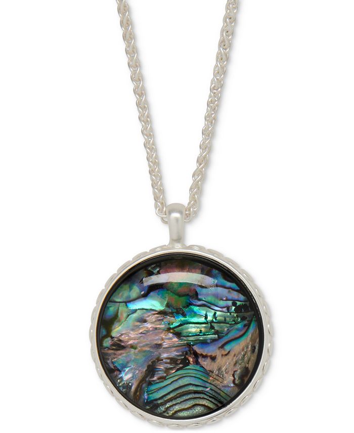 Lucky Brand Silver Tone Abalone Mother of Pearl Reversible 30