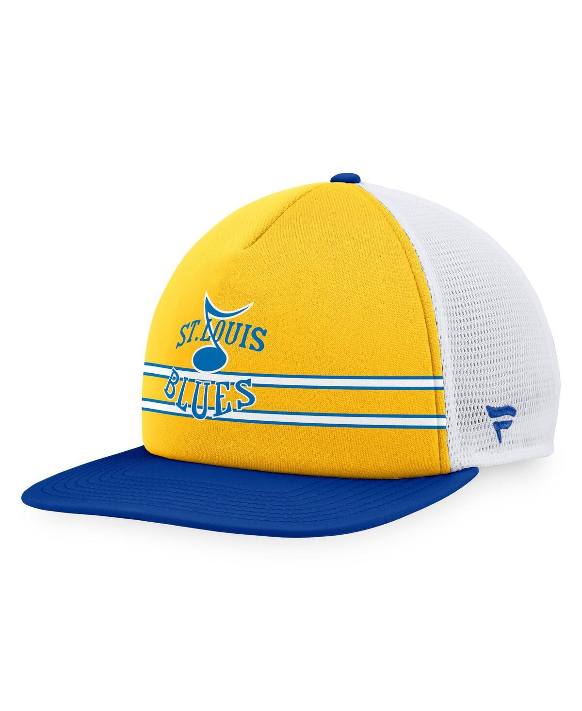 Fanatics Branded Gold/blue St. Louis Blues Special Edition 2.0 Trucker Snapback Adjustable Hat In Gold,blue