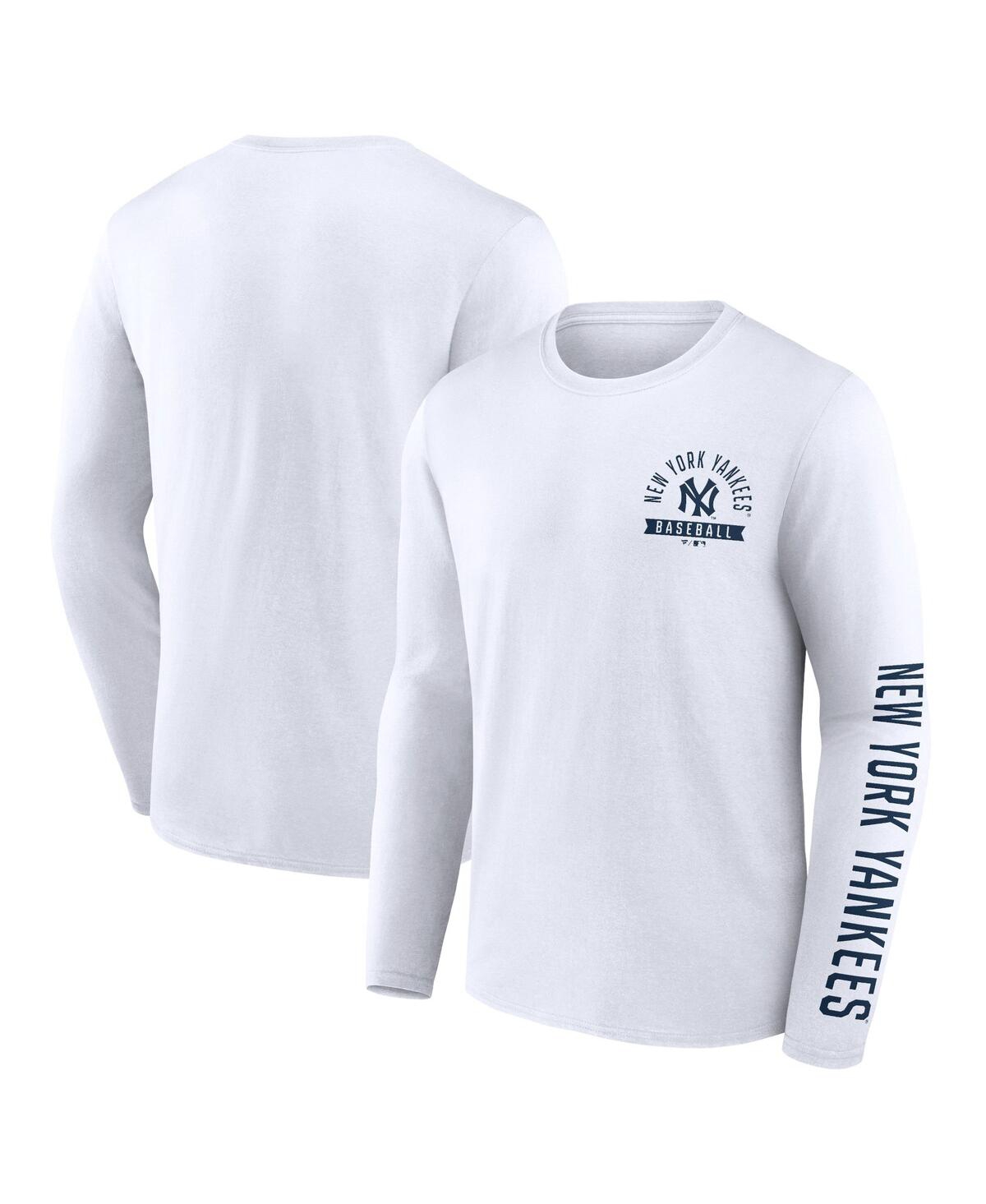 Shop Fanatics Men's  White New York Yankees Pressbox Long Sleeve T-shirt