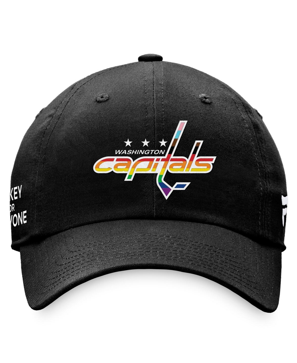 Shop Fanatics Men's  Black Washington Capitals Team Logo Pride Adjustable Hat