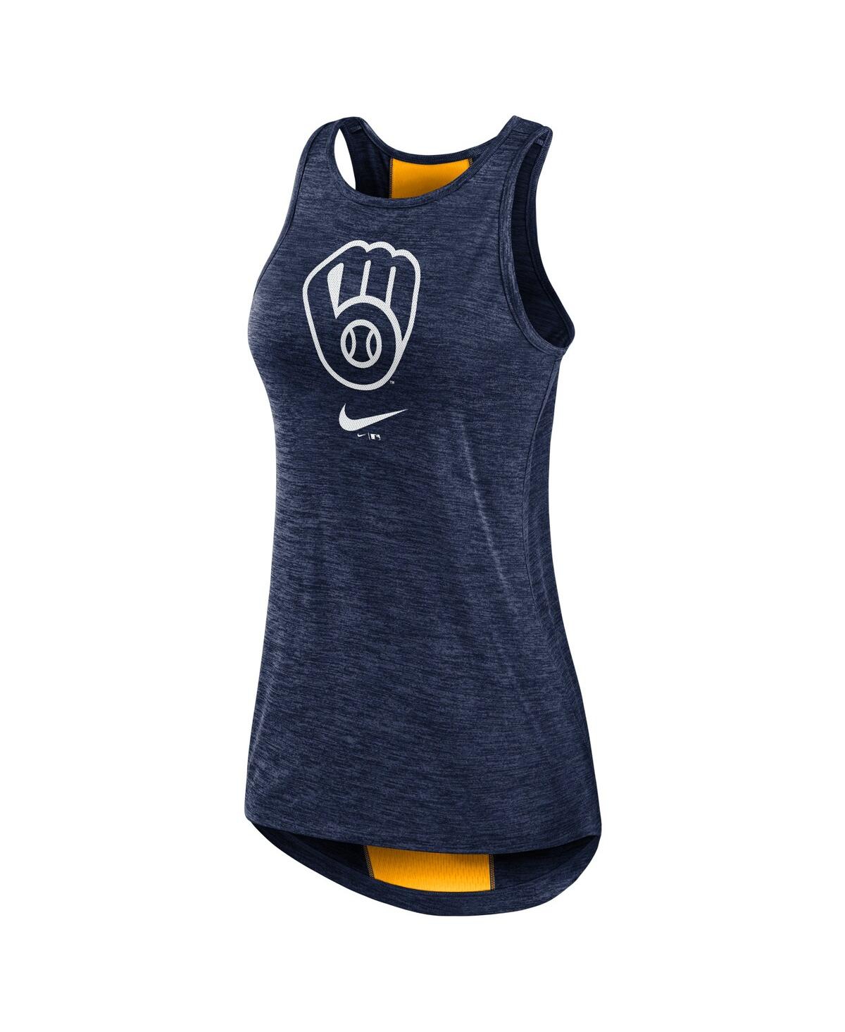 Nike Women's  Navy Milwaukee Brewers Right Mix High Neck Tank Top In Navy