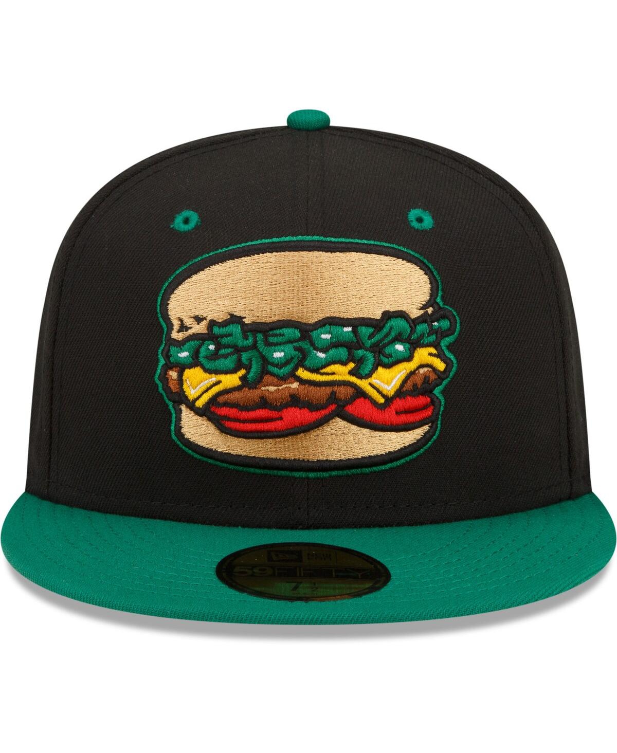 Men's New EraAlbuquerque Isotopes Green Chile Cheeseburgers Theme Night 59FIFTY Fitted Hat - Black