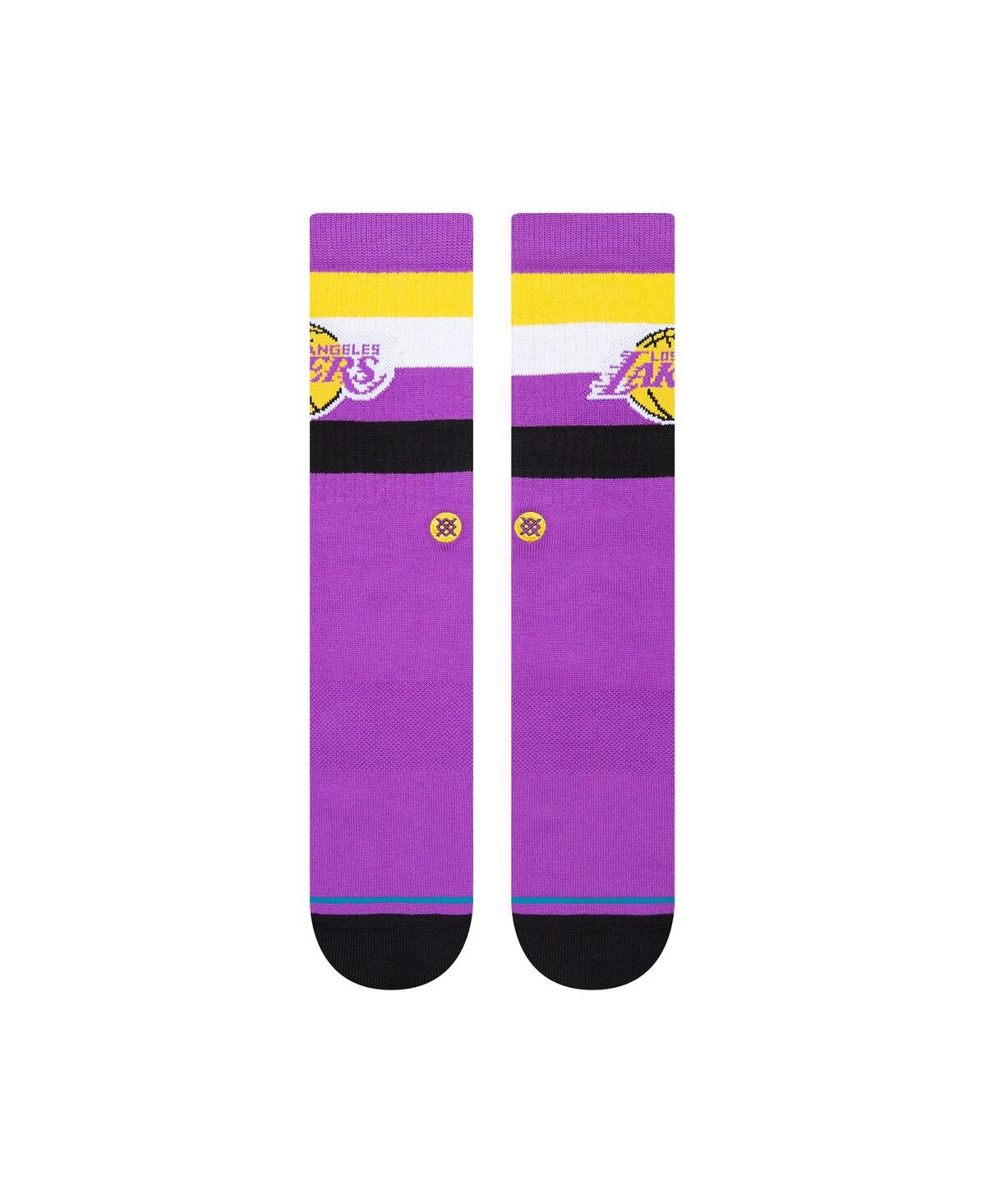 Shop Stance Men's  Los Angeles Lakers Stripe Crew Socks In Purple