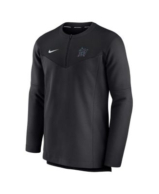 Men's Black Miami Marlins Authentic Collection Game Time Performance Half-Zip Top