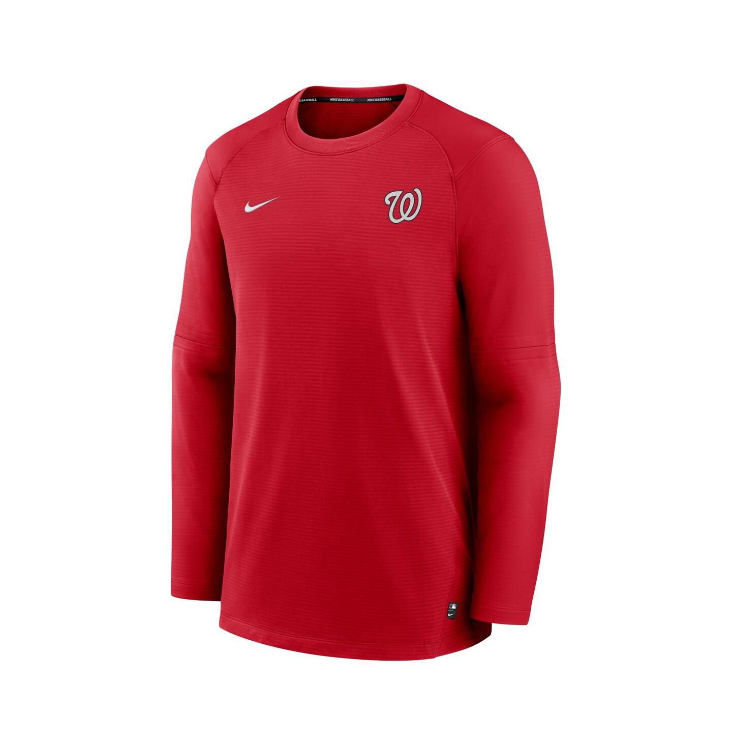 Мужская футболка Nike Red Washington Nationals Authentic Collection Logo Performance Long Sleeve — фото 3