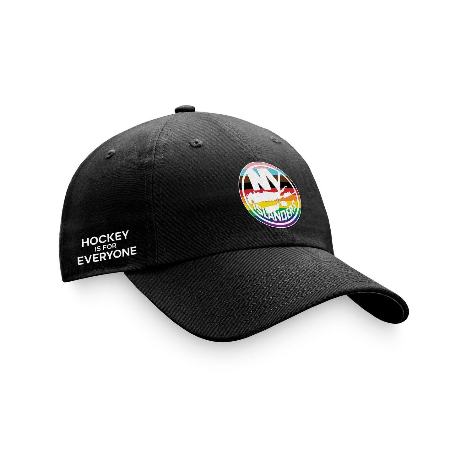 Men's Black New York Islanders Team Logo Pride Adjustable Hat