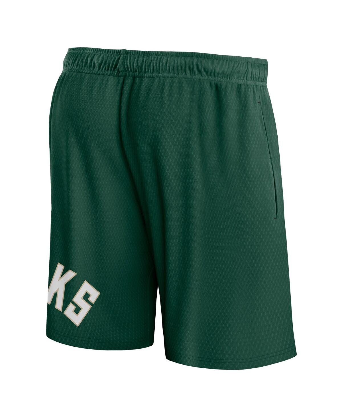 Shop Fanatics Men's  Hunter Green Milwaukee Bucks Free Throw Mesh Shorts