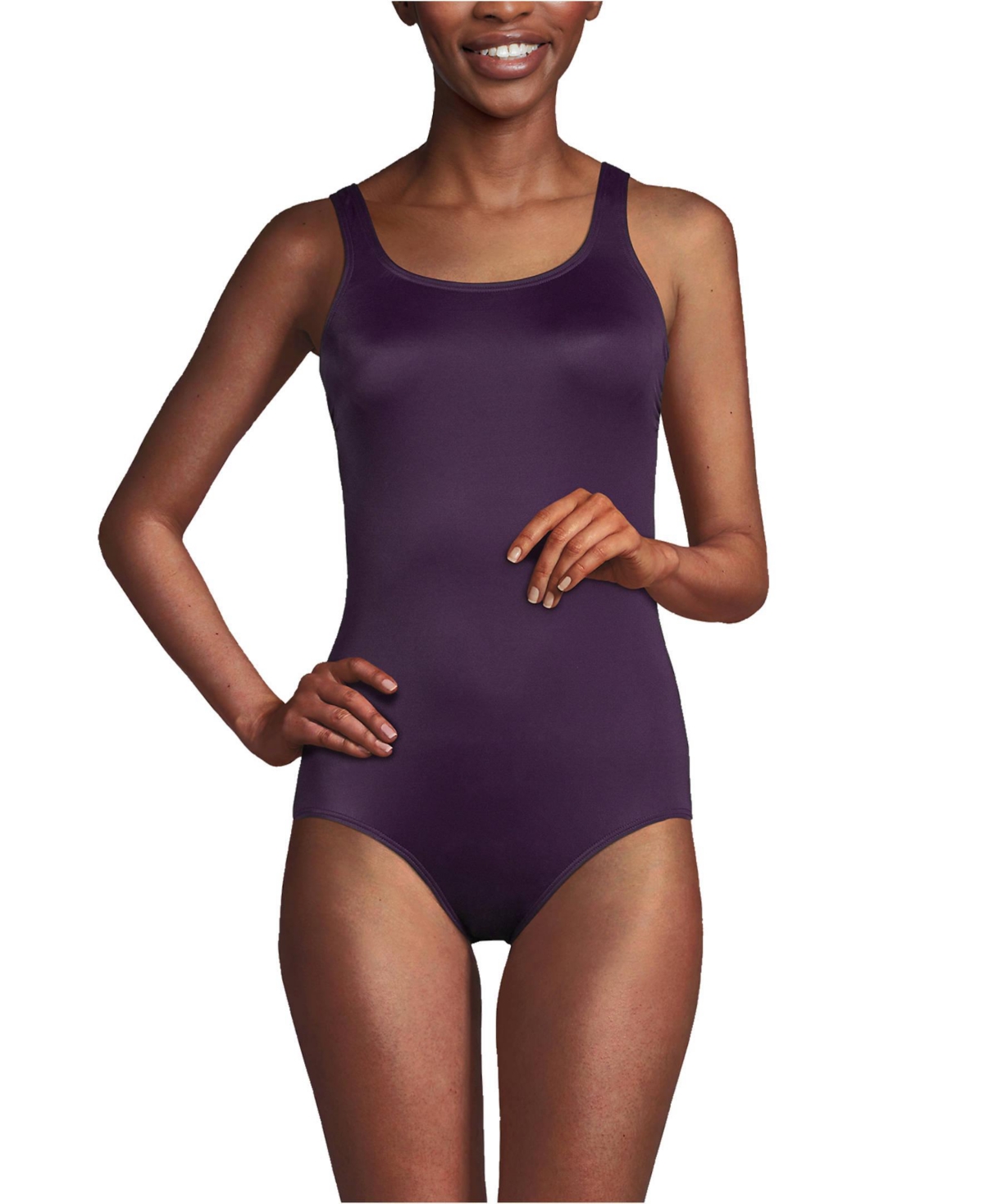 Women's Mastectomy Chlorine Resistant Tugless One Piece Swimsuit Soft Cup - Blackberry
