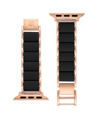 Women's Rose Gold-Tone and Black Silicone Bracelet designed for Apple Watch&reg; 42mm (Series 1-3 only) & 44/45/46/49mm (Ultra & Ultra 2)