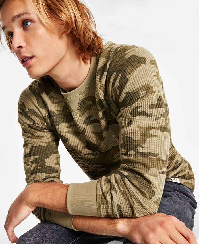 Sun + Stone Men's Camo Long Sleeve Thermal Shirt, Created for Macy's Macy's