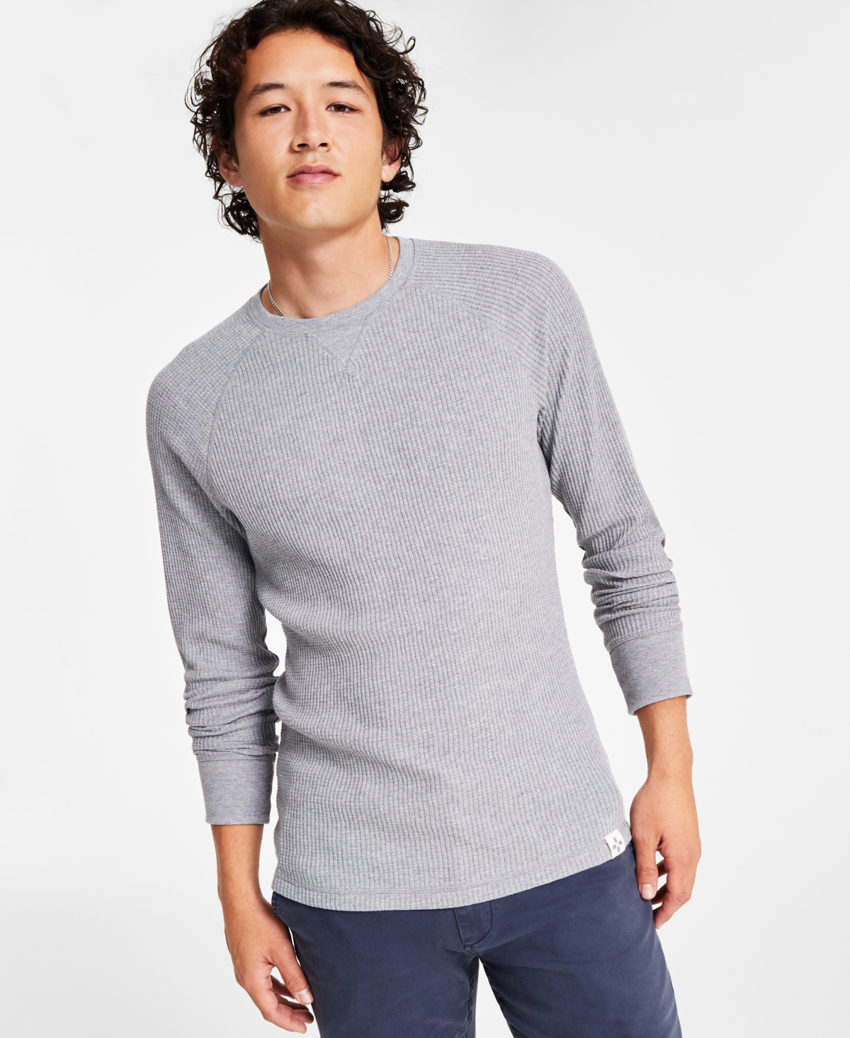 Sun + Stone Men's Long-sleeve Thermal Shirt, Created For Macy's In Ar Pewter Heather