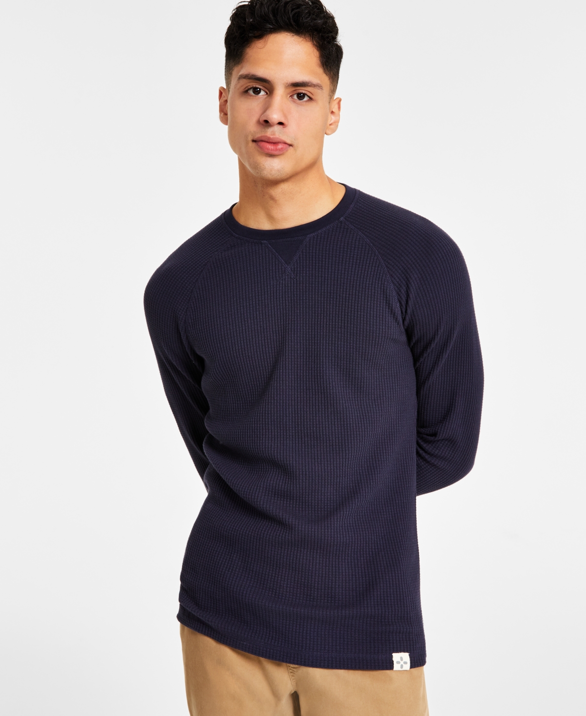 Sun + Stone Men's Long-sleeve Thermal Shirt, Created For Macy's In Navy Suit