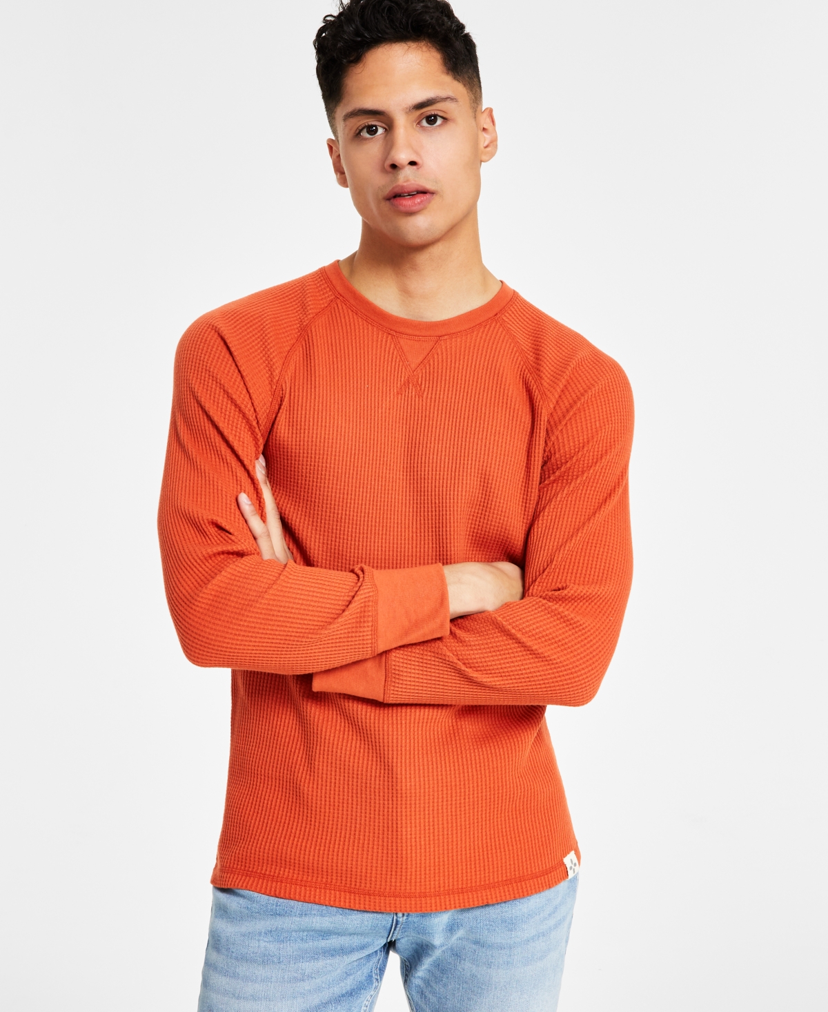 Sun + Stone Men's Long-sleeve Thermal Shirt, Created For Macy's In Warm Clay