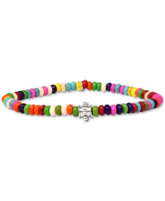 Anzie - Multicolor Turquoise Beaded Stretch Bracelet in Sterling Silver