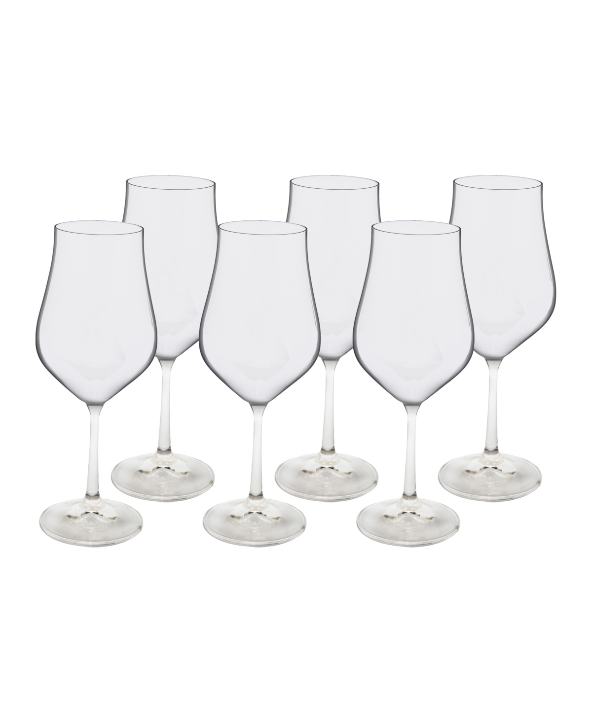 Classic Touch White Water Glasses With Stem, Set Of 6
