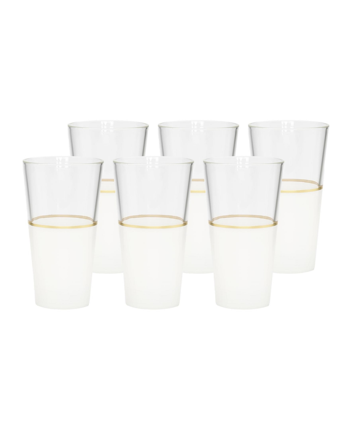 Classic Touch White Tumblers With Trim, Set Of 6