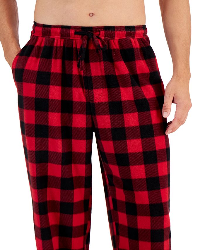 Club Room Men's Buffalo Check Fleece Pajama Pants, Created for