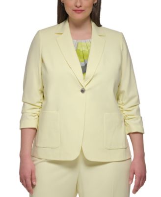 Calvin Klein - Plus Size Lux 3/4-Sleeve One-Button Blazer