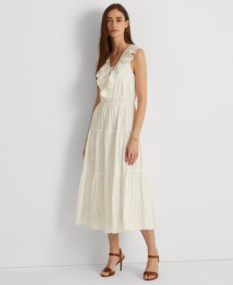 lauren ralph lauren eyelet cotton voile dress
