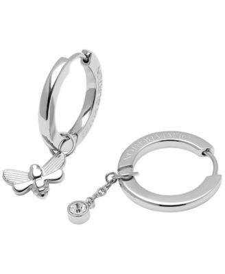 Signature Multi Charm Silver-Tone Huggies Earring Set