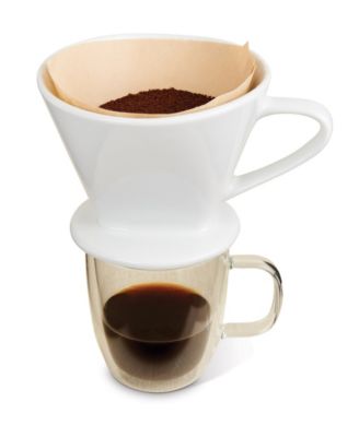 Number 2-Size Porcelain Filter Cone and Flexible Mesh Coffee Filter, Brews 2 to 6-Servings