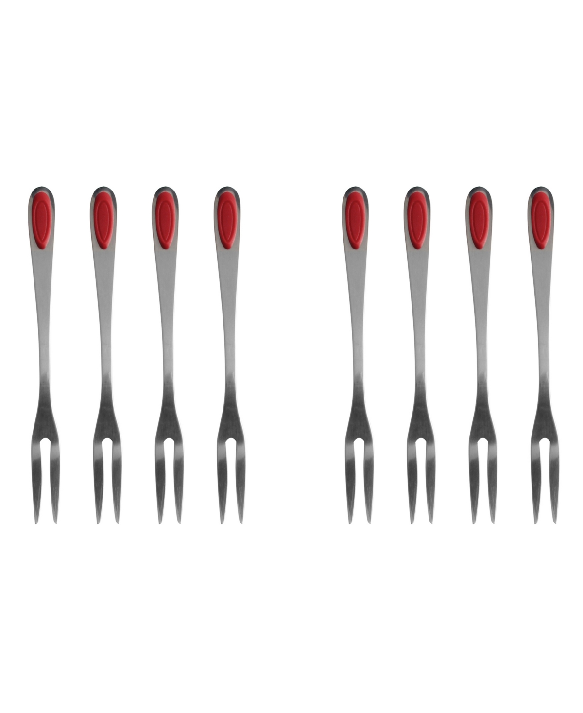 Maine Man Seafood Set Of 8 Stainless Steel And Silicone Forks In Red