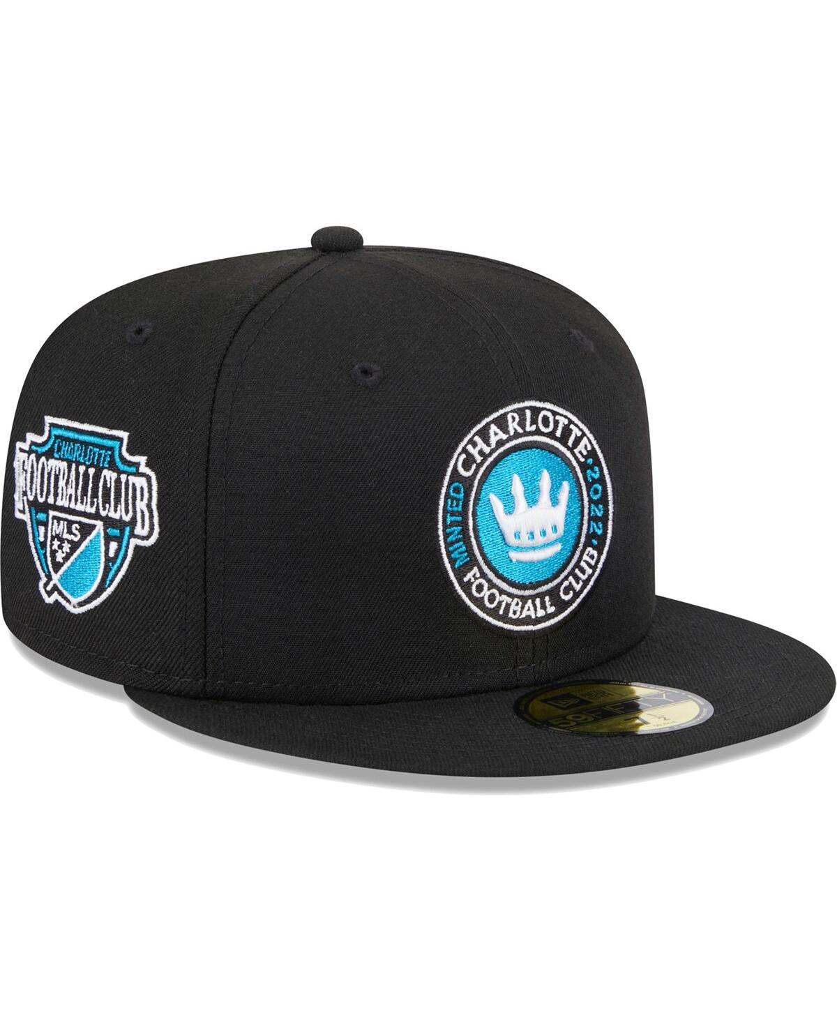 NEW ERA MEN'S NEW ERA BLACK CHARLOTTE FC PATCH 59FIFTY FITTED HAT 