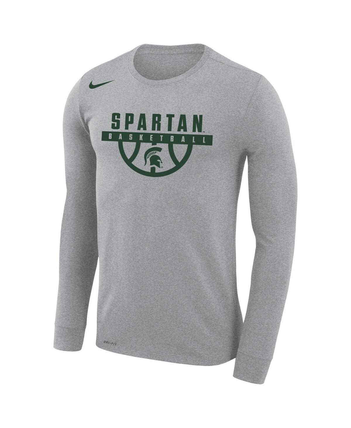 Shop Nike Men's  Gray Michigan State Spartans Basketball Drop Legend Long Sleeve Performance T-shirt