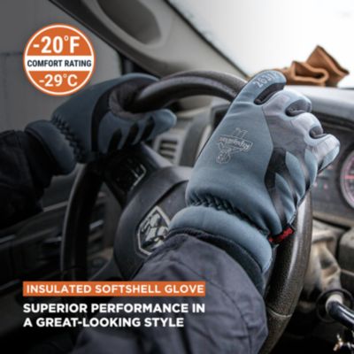 Men's Insulated Softshell Gloves - Lightweight, Water-Resistant, 0°F Comfort Rating, Durable Cold Weather Work Gloves