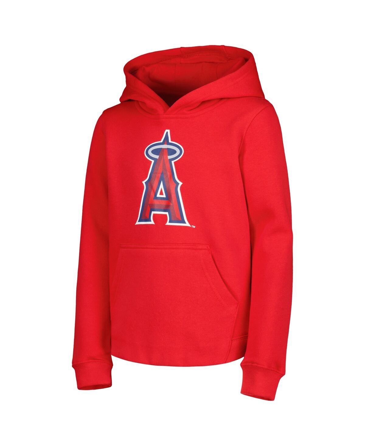 Shop Outerstuff Big Boys And Girls Red Los Angeles Angels Team Primary Logo Pullover Hoodie