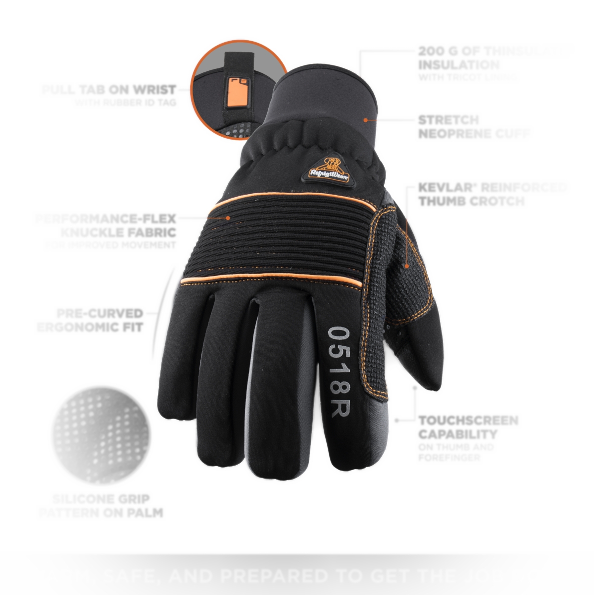 RefrigiWear Men's PolarForce Gloves - Extreme Cold Protection, Touchscreen Compatible, Kevlar Reinforced