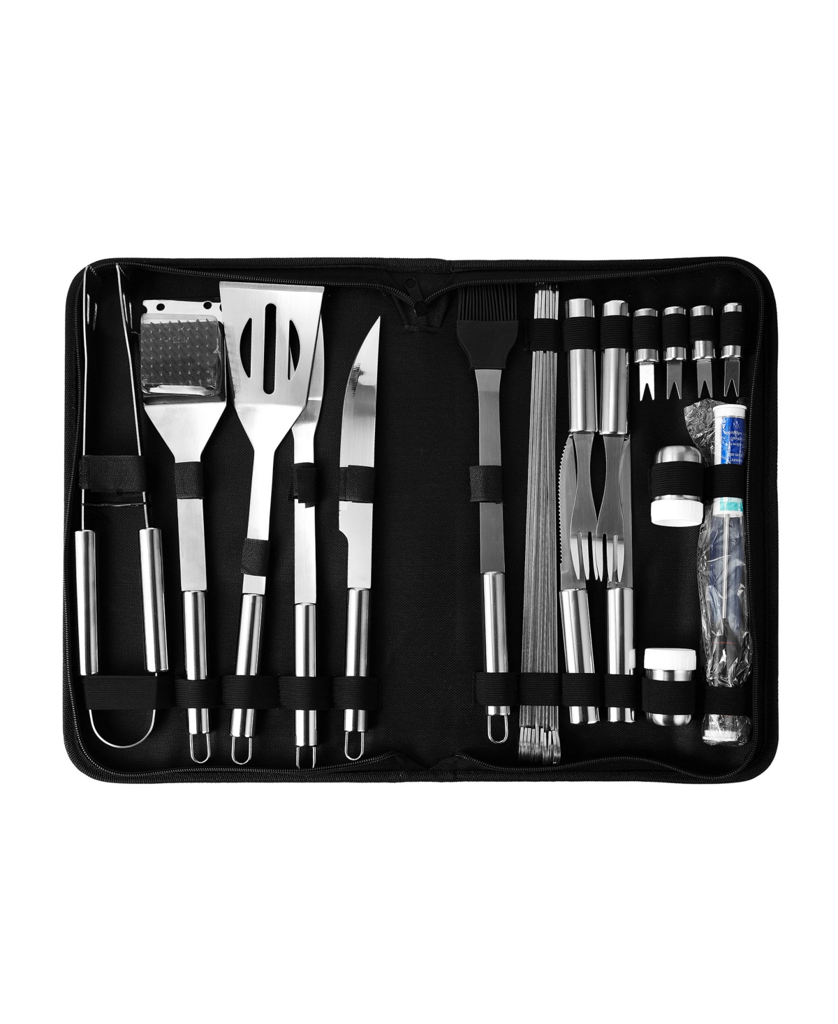 Cheer Collection 28 Piece Bbq Set In Cloth Case In Silver