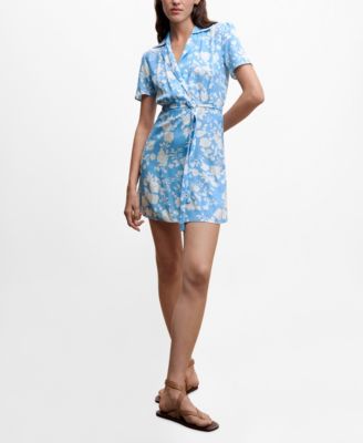 Mango floral shirt dress best sale