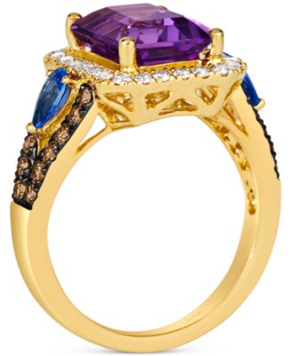 Multi-Gemstone (3 ct. t.w.) & Diamond (3/4 ct. t.w.) Halo Statement Ring in 14k Gold