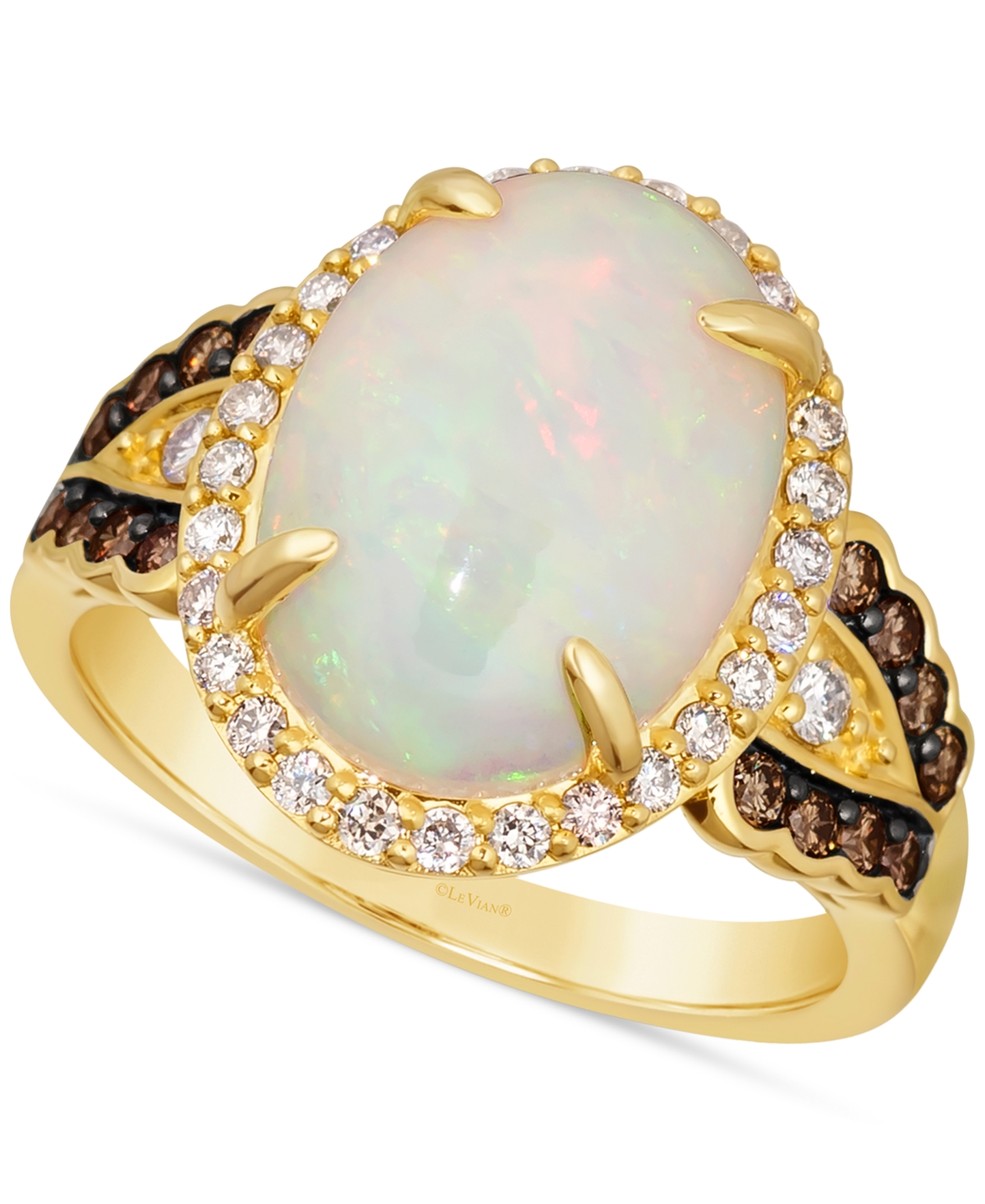 Le Vian Neopolitan Opal (3 Ct. T.w.) & Diamond (1/2 Ct. T.w.) Halo Ring In 14k Gold