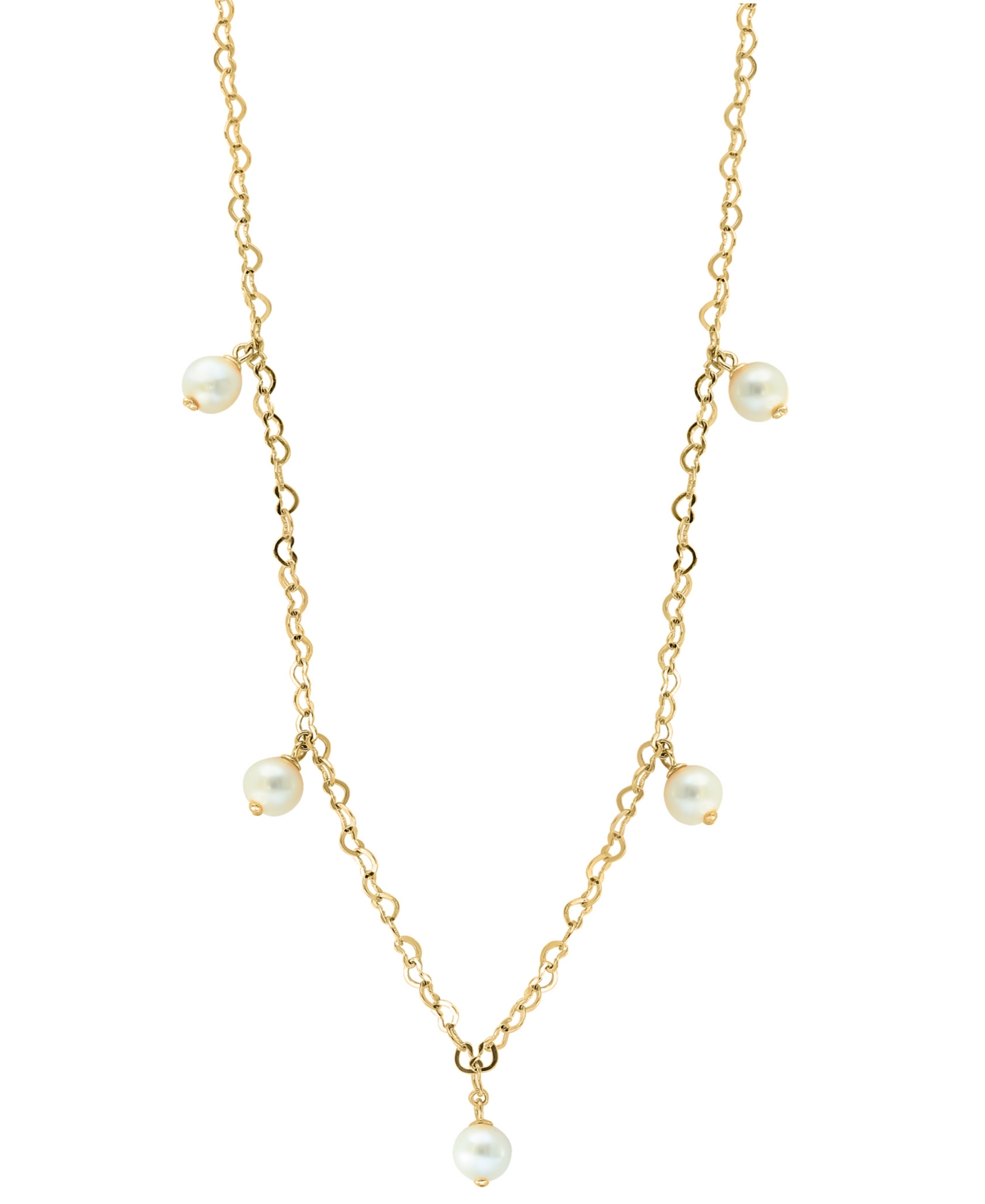 Effy Collection Effy Freshwater Pearl (7mm) Dangle Heart Collar Necklace In Gold-plated Sterling Silver, 18" + 1-1/2 In Gold Over Silver