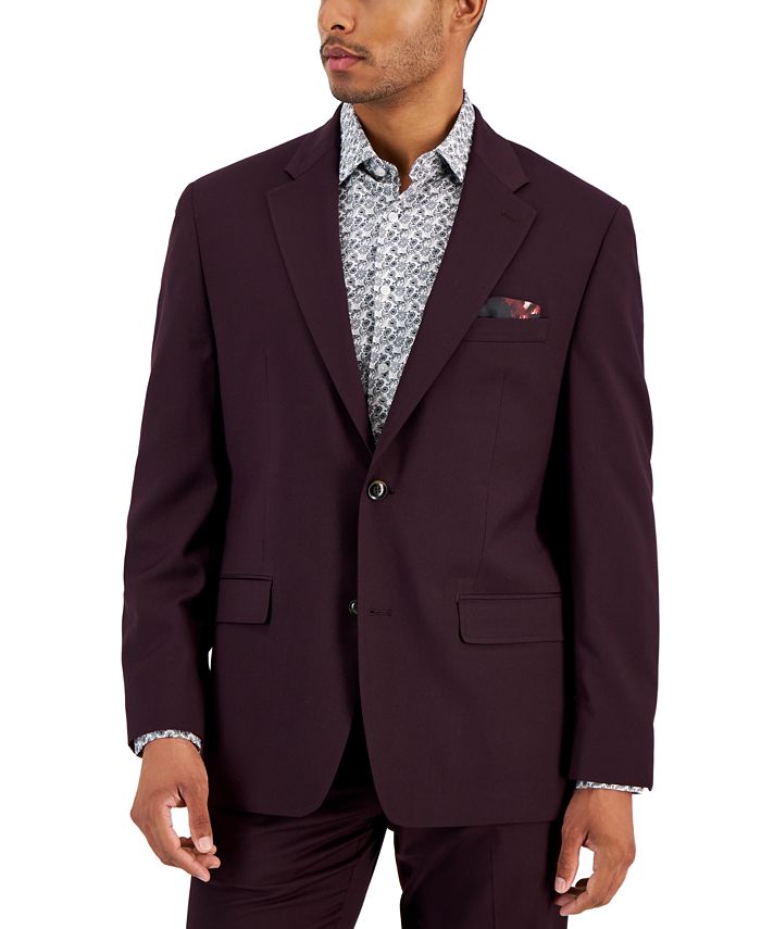 Sean John .Men's Classic-Fit Maroon Solid Suit Jacket - Macy's