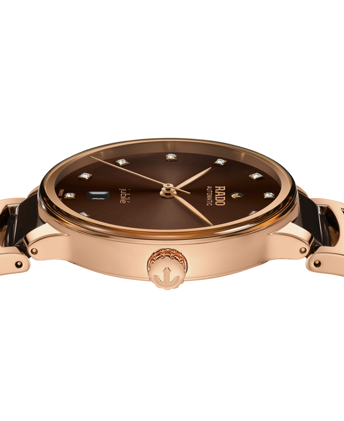 Rado Unisex Swiss Automatic Centrix Diamond (1/10 Ct. T.w.) Brown High-tech Ceramic & Rose Gold Pvd Brace In Brown