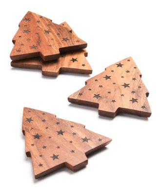 The Cellar - Holiday Tree Coasters, Set of 4, Created for Macy's