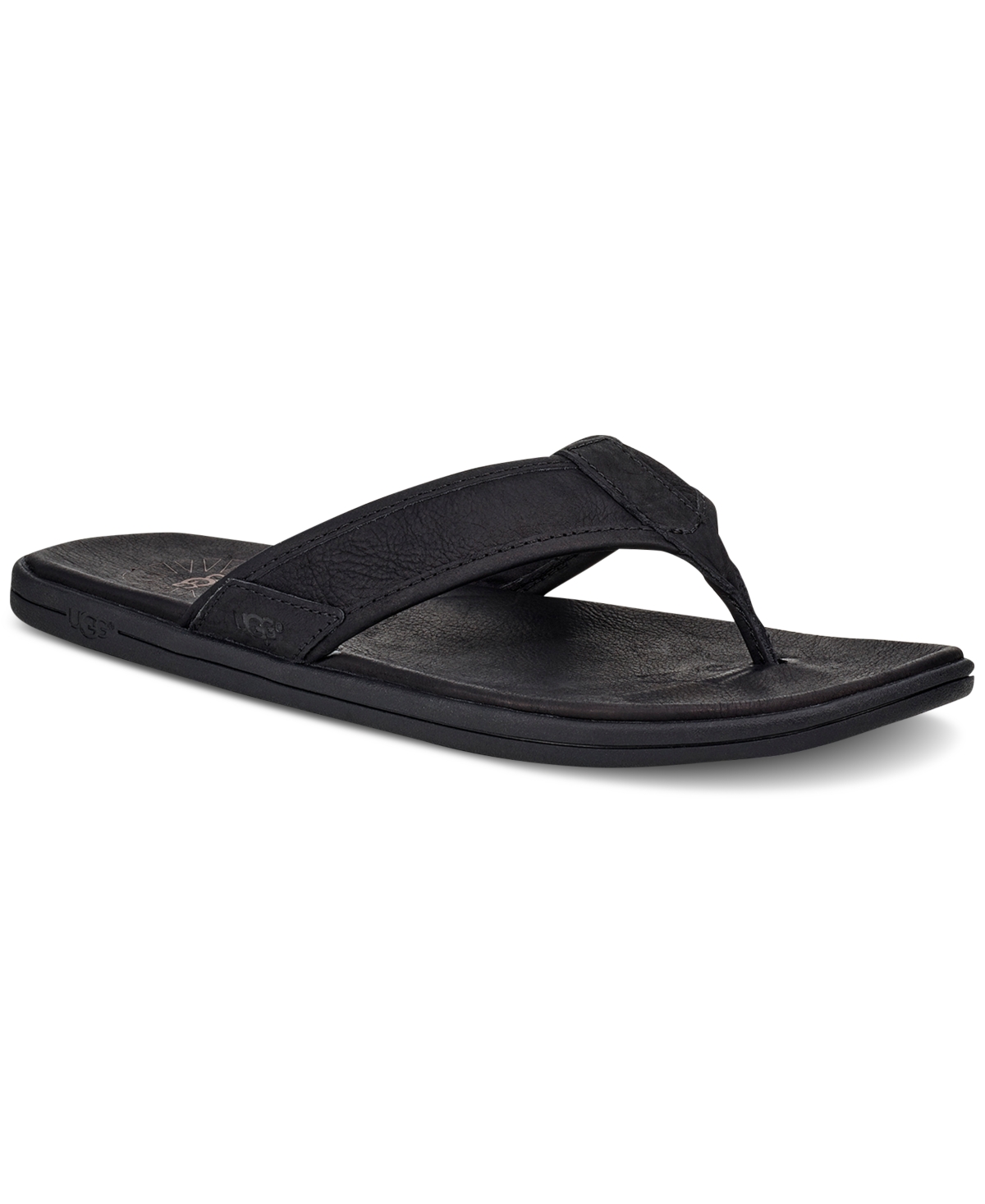Shop Ugg Men's Seaside Leather Lightweight Flip-flop Sandal In Black