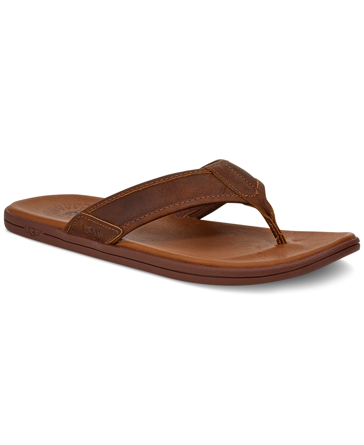 Shop Ugg Men's Seaside Leather Lightweight Flip-flop Sandal In Lage