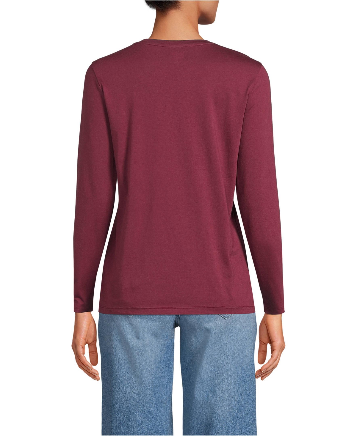 Lands' End Women's Petite Relaxed Supima Cotton Long Sleeve Crewneck T-Shirt