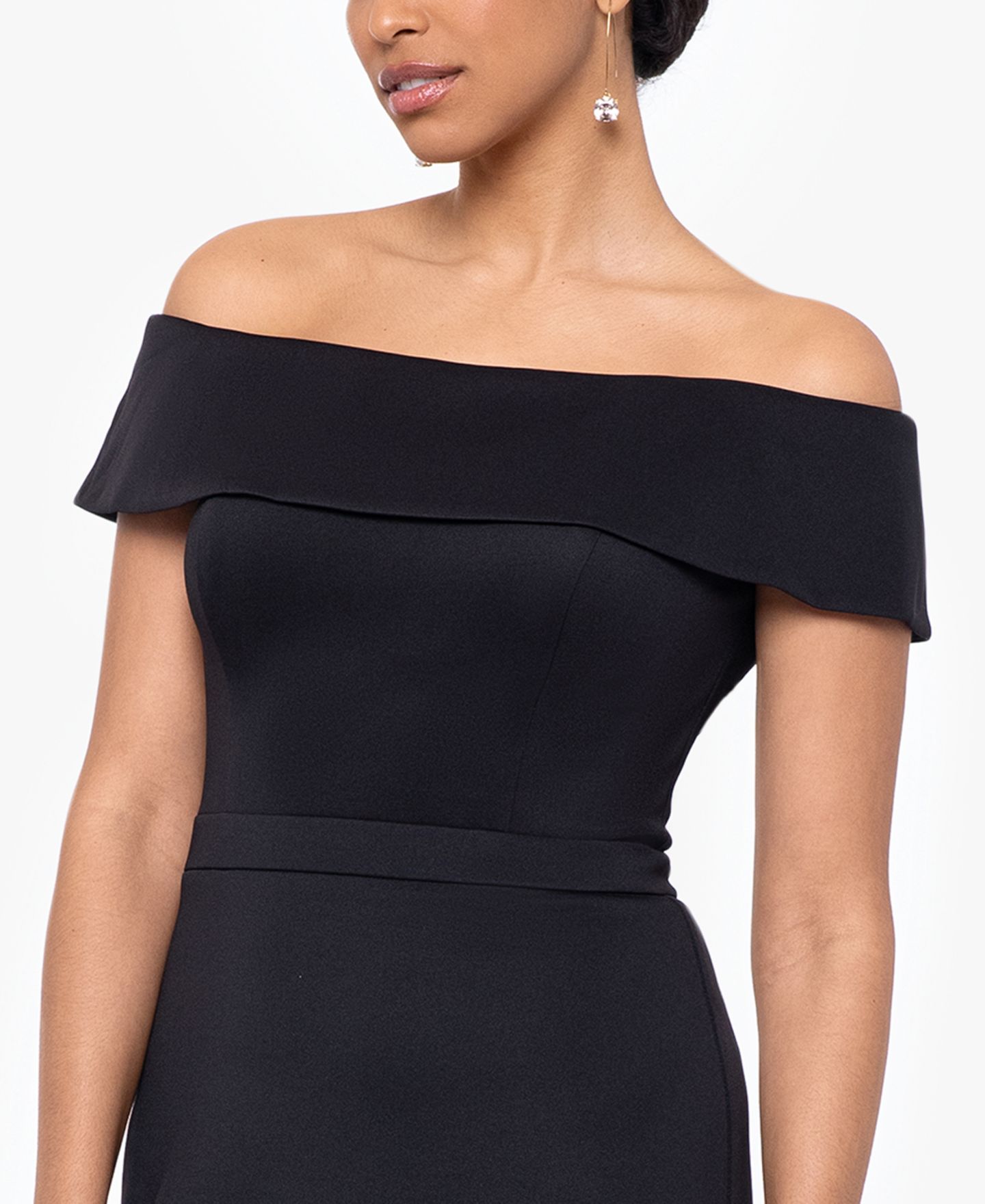 Женское платье XSCAPE Illusion High-Low Fit & Flare, цвет: Чёрный — фото 5